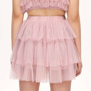 NWT Dreamy Cider Pink Tulle Pleated Mini Skirt